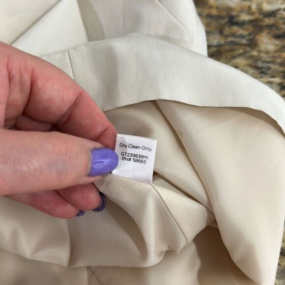 Glint One Ivory Shoulder Cotton Silk Blend Cocktail Dress Size 14 - Picture 11 of 12